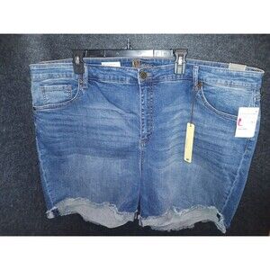 Kut from the Kloth Katy Boyfriend Raw Hem Cuff Shorts Dark Wash Blue Denim‎ 24W